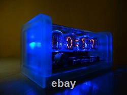 4xIN-12 Nixie Tubes Alarm Clock & frosted pmma case & blue LED vintage retro