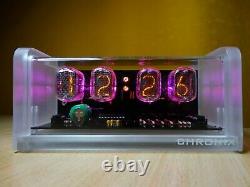 4xIN-12 Nixie Tubes Alarm Clock & remote control & frosted pmma case & pink LED