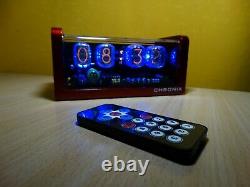 4xIN-12 Nixie Tubes Alarm Clock & remote control & red aluminum case & blue LED