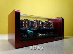 4xIN-12 Nixie Tubes Alarm Clock & remote control & red aluminum case & blue LED