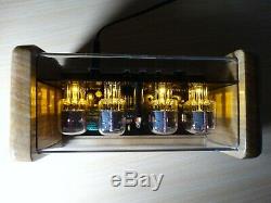 4xIN-12 Nixie Tubes Clock ash case alarm & yellow led backlight steampunk retro