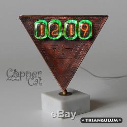 4x IN-12 Nixie Tubes Steampunk Alarm Clock Triangulum by Copper Cat Art Group