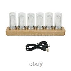 6-Digit LED Glow Tube Alarm Solid Wood Nixie Tube Alarm Clock Gift Home Decor