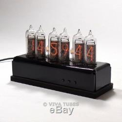6 Digit Multi-Color Blacklight Nixie Vacuum Tube Clock Black Acrylic Enclosure