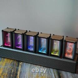 6-Digit RGB Glow Tube Clock LED Nixie Tube Clock Adjustable Colors Assembled tps