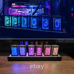 6-Digit Walnut RGB LED Tube Clock DIY KIT Retro Desk Shelf Clock Not Nixie Clock