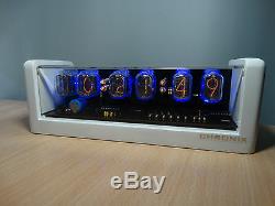 6xIN-12 NIXIE TUBES CLOCK white case & blue LED backlight & alarm vintage retro