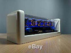 6xIN-12 NIXIE TUBES CLOCK white case & blue LED backlight & alarm vintage retro