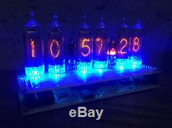 Assembled Nixie Tubes Desk Clock and Calendar Vintage IN-16 x 6 Russian blue