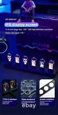 BRAND NEW RGB Nixie Tube Clock LED Glows IPS Color Screen Gaming Desk Decor