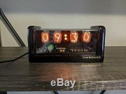 CHRONIX 4 x IN-12 Nixie Tubes Alarm Clock with Orange lights and Black Case