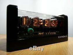 CHRONIX 4 x IN-12 Nixie Tubes Alarm Clock with black case and pink led backlight