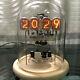 Classic Vintage In-12 Nixie Tube Clock Round Glass Case Wood Base Fully Assamble