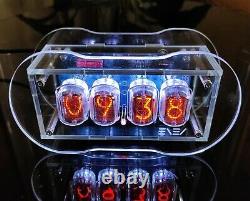 Clear Nixie Clock with IN-12 Tubes Full Color Backlight