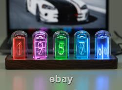 ClocTeck Nixie Tube Clock Wood RGB Digital Clock with Beautiful Package and Quic