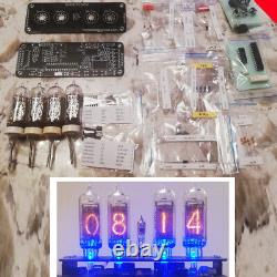 DIY KIT Nixie Clock 4x IN-14+IN-3 RGB Backlight Alarm All parts with New Tubes