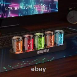 Digital Nixie Tube Clock with RGB LED Glows for Home Gaming Desktop Decoration