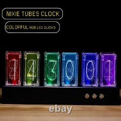 Digital RGB Nixie Tube Clock with Colorful LED Glows for Home Desktop Decoration
