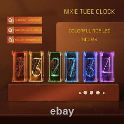 Digital RGB Nixie Tube Clock with Colorful LED Glows for Home Desktop Decoration