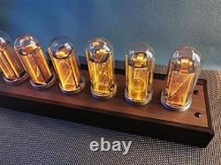 Electronic LED Glow Tube Clock Simulation Nixie Tube Clock Aluminum Alloy+wood