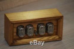 IN-12 Box Retro Vintage Nixie Tube Clock. Handmade Golden Oak