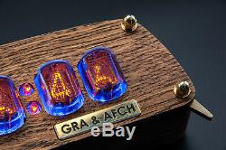 IN-12 Nixie Tubes Clock in Brushed Oak Case GRA&AFCH UPS FAST DELIVERY 3-5 days