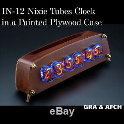 IN-12 Nixie Tubes Clock in a Painted Plywood Case GRA&AFCH