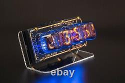 IN-12 Nixie Tubes Clock on Acrylic Stand with Sockets 12/24H 4 Tubes GOLD\BLACK
