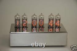 IN-14 Nixie Clock with Stainless Steel Case (6 tube NOS Nixie Tube Desk Clock)