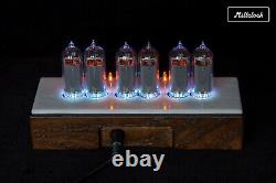 IN-14 Nixie tube Clock in Mocha marble and Walnut stuffed with Vision and Sound