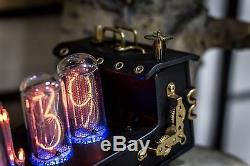 IN-18 Nixie Clock with 4 tubes Handmade Leather Steampunk (Z568M Z566M type) #35