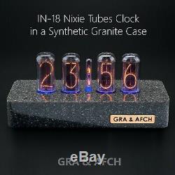 IN-18 Nixie Tubes Clock Synthetic Granite Case GPS 4 Tubes Delivery 3-5 Days