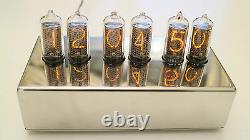 IN-8-2 Nixie Clock with Stainless Steel Case (6 NOS Nixie Tube Desk Clock)