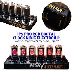 IPS Pro RGB Digital Clock Nixie Electronic RGB Light Retro Glow Tube 6 Digits 4H