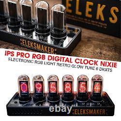 IPS Pro RGB Digital Clock Nixie Electronic RGB Light Retro Glow Tube 6 Digits Tu