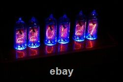 NIXIE CLOCK 6xIN-14 Tubes Wood and brass case BLUE BACKLIGHT vintage table clock