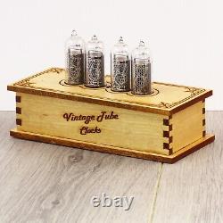 NIXIE CLOCK made from retro tubes from USSR IN-14 Handmade wooden case