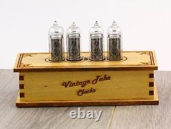 NIXIE CLOCK made from retro tubes from USSR IN-14 Handmade wooden case