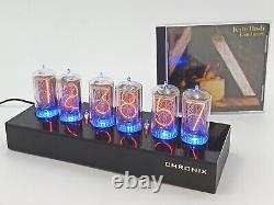 NIXIE CLOCK with 6x Z566M large tubes, black mat case, blue led, alarm, IN-18