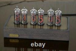 NIXIE TUBE CLOCK IN-14 Wood and brass case vintage desk clock