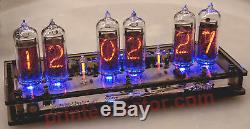 Nixie 6 tube alarm clock IN-14 tan acrylic case RGB LED up light with remote USA