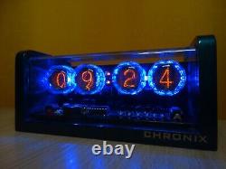 Nixie Alarm Clock 4xZ560M & metallic green aluminum case & remote & blue LED