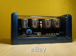 Nixie Clock 4xIN-12 tubes blue metallic case & alarm steampunk retro vintage