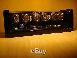Nixie Clock 6 IN-12 tubes black glossy case & alarm & blue LED steampunk retro