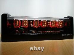 Nixie Clock 6 IN-12 tubes black glossy case & alarm & red LED steampunk