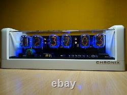 Nixie Clock 6 IN-12 tubes white mat case & alarm & blue LED steampunk