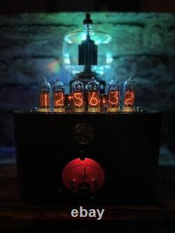 Nixie Clock IN-14 Steampunk. 4-400 Power Triode With 8 RGB's &Vintage Ammeter