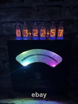 Nixie Clock IN-14 Steampunk. 75 Year Old. RGB Lit. Ammeter Walnut & Copper Case
