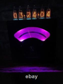 Nixie Clock IN-14 Steampunk. 75 Year Old. RGB Lit. Ammeter Walnut & Copper Case