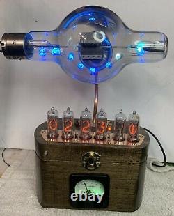Nixie Clock IN-14 Steampunk. Early UX-552 Tube. Ring Model & Vintage Ammeter